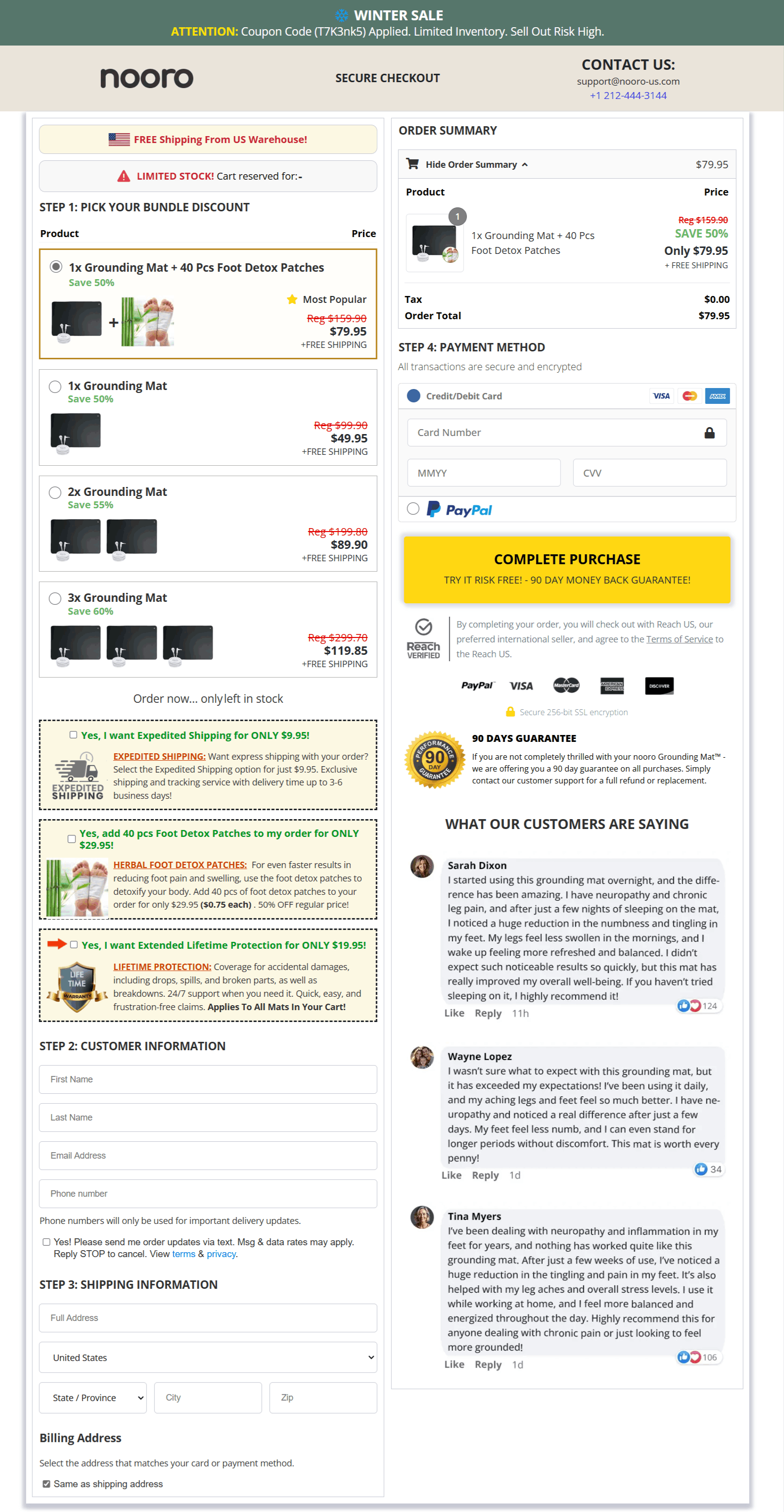 Nooro Grounding Mat checkout page